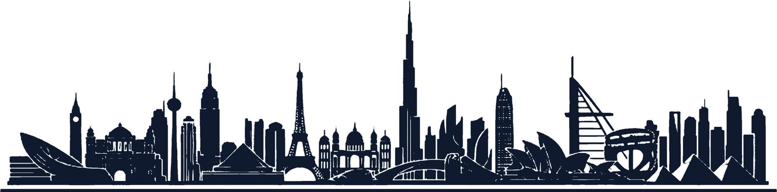 Global city skyline composite